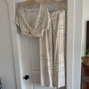 Miou Muse Cream Geometric Jumpsuit